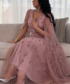 فستان سهرة باللون الكشمير متميز ارقى فساتين السعودية